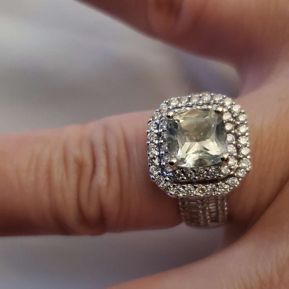 Diamond and Green Quartz Ring